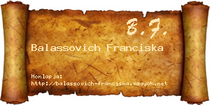 Balassovich Franciska névjegykártya